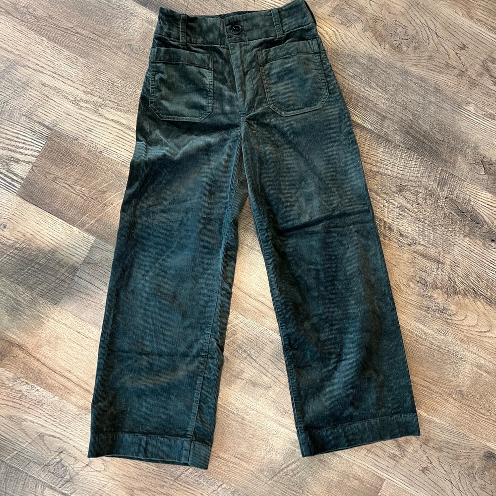 Maeve Colette Corduroy Dark Green Cropped Pants sz 25